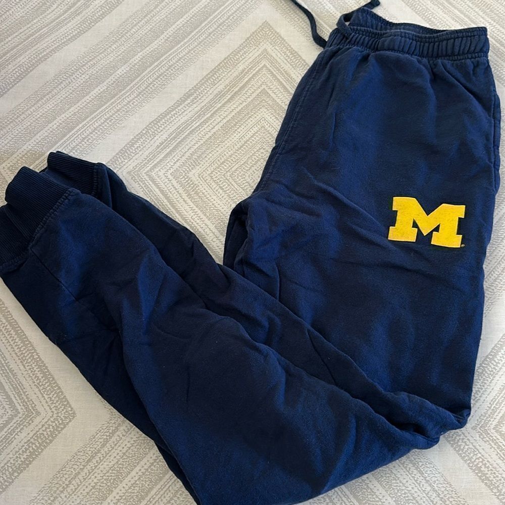 Wes & Willy Boys Navy Blue University of Michigan Joggers with Yellow ‘M’